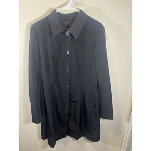 Anne Klein Trench Coat Rain Coat Black Medium Toggle Closures
